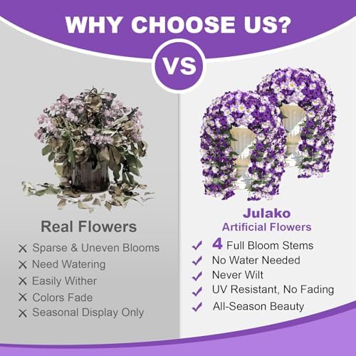 Artificial Hanging Flowers for Outdoors, 4PCS Morning Glory Faux Silk Vines - Image 3