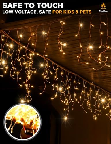 EcoNour Warm White Christmas Icicle Lights for Outside, 55.77 FT 500LED - Image 6