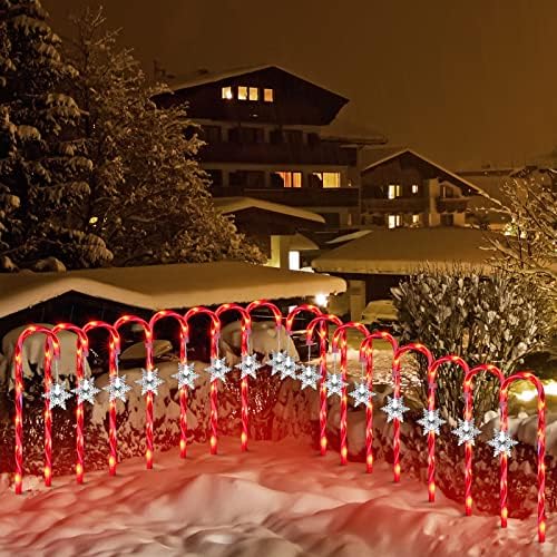 16 Pack 15inch Candy Cane Lights，Twinkle Christmas Candy Cane Pathway Markers, Xmas Pathway Lights Outdoor for Walkway Garden Lawn Holiday Decorations - Image 3