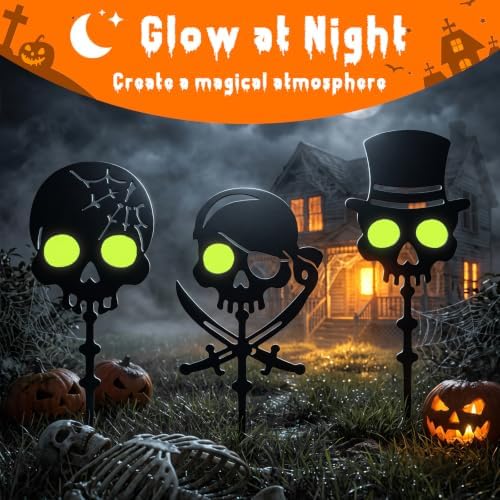 KODIBO Halloween Decorations Outdoor 3-Pack Metal Skull Garden Stakes - Image 2