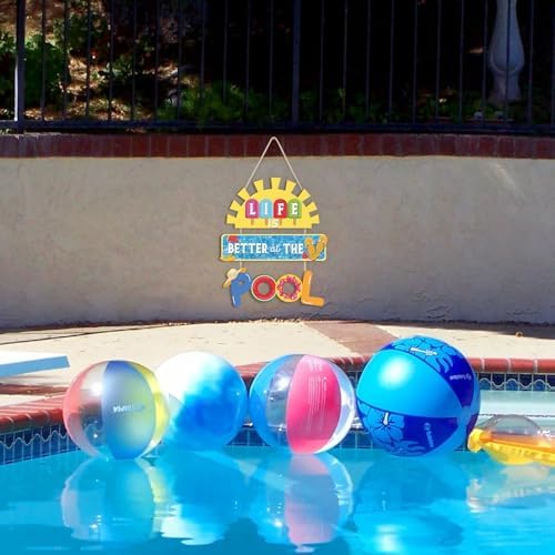 HOURIA Life is Better at The Pool Wood Hanging Sign,11.8 * 13.9 Inch Summer Sunshine Popsicle Swimming Pool Decor,Funny Pool Decorations for Outdoor Beach Party - Image 4