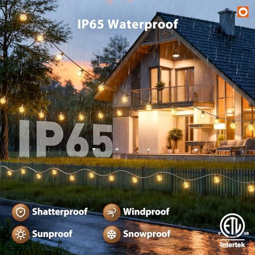 addlon Outdoor String Lights 100FT G40 with APP 54 LED Shatterproof Bulb - Image 3