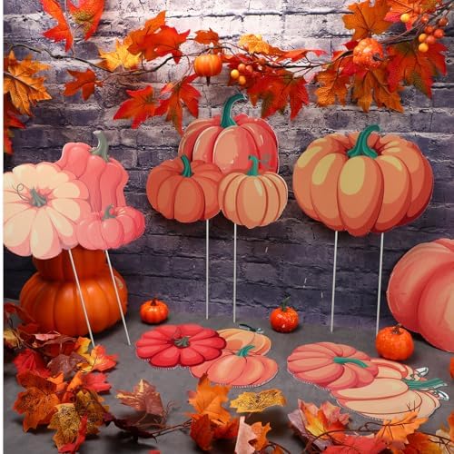 Yuntau 30 Pcs Fall Yard Signs with Stakes, 18 Styles, Pumpkin - Image 7