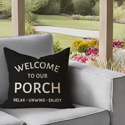 Outdoor Decorative Throw Pillow Covers 16x16 Inch Set of 2, Black - Image 6