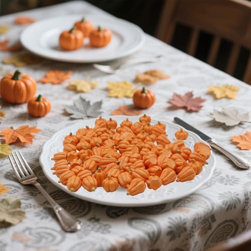 FESTGLOX 100Pcs Mini Pumpkins for Decorating,Resin Tiny Pumpkins for Crafts - Image 5