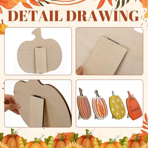 Yookeer 10 Pcs Fall Porch Decor Pumpkin Yard Signs Wooden, Novel Style - Image 3