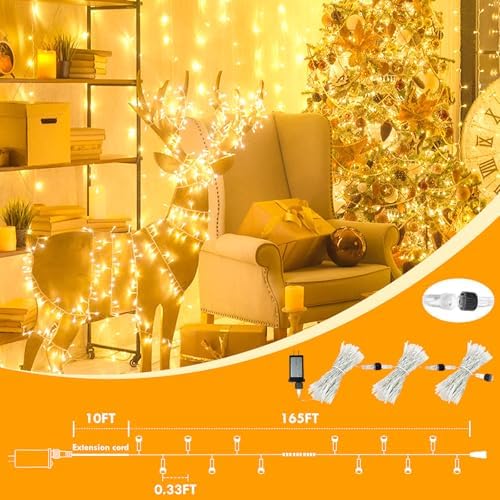 180FT 500LED Extra-Long String Lights Indoor Outdoor Clear Wire, Warm White Christmas String Lights, Plug in Twinkle Fairy Light With Timer and Memory For Wedding Patio Tree Yard Christmas Decorations - Image 5