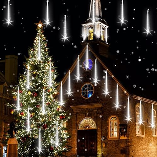 Christmas Lights Meteor Shower Rain Light Falling Rain Lights with 8 Tubes 192 LEDs Waterproof Icicle Snow Fall String Lights for Party Tree Home Patio Outdoor Decoration(8 Tubes,White) - Image 6