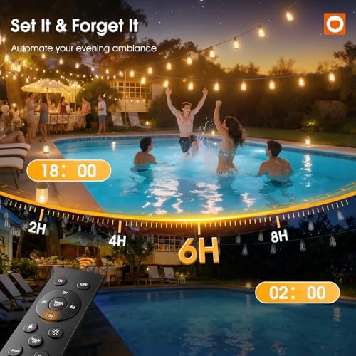 addlon 200FT(50*4) Outdoor String Lights with Remote LED Edison Waterproof - Image 6