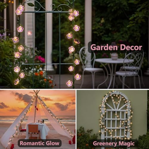 suddus 40 LED 12.8 ft Cherry Blossom Vine Lights Battery Powered with Timer - Image 3