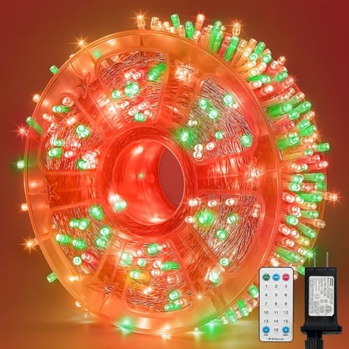 165 FT 500LED Red Green Warm String Lights Indoor Outdoor, Connectable Christmas Tree Lights Waterproof 16 Modes with Timer, Fairy Twinkle Light Plug in for Bedroom Wedding Party Xmas Decorations by ULL