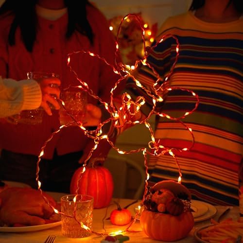 Hiboom Thanksgiving Turkey Pumpkin String Lights, Red Orange, 16'' - Image 6