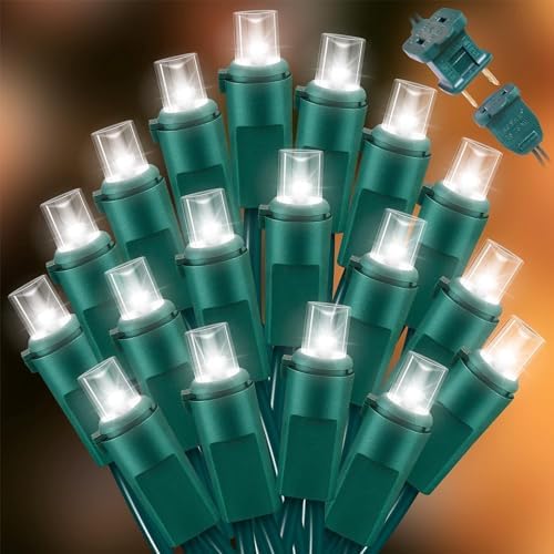 LAMPHOME 60 LED Cool White LED Christmas String Lights，Mini Xmas Lights Outdoor or Indoor，Connectable Christmas Tree Lights for Wreath Garland Holiday Party Wedding Christmas Decor, Green Wire by ULL