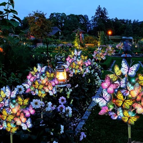 Adecorty Solar Garden Lights Outdoor Waterproof Decorative Solar Lights Outdoor 8 Pack with 176 LED 136 Butterfly Flower Garden Decor Yard Decorations Patio Lawn, Gifts for Mother's Day Mom Women - Image 6