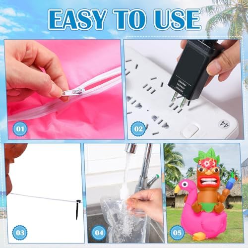 Shappy 5ft Inflatable Flamingo Lighted Blow up Tiki Hawaiian Party Decor - Image 4