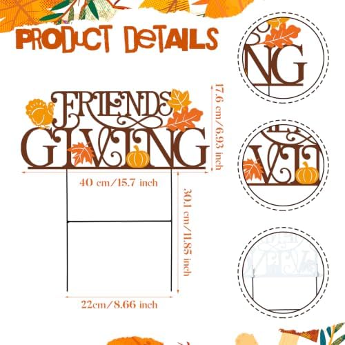 Amyhill Fall Thanksgiving Outdoor Decor Metal Garden Stake Friends Giving Maple Leaves Pumpkin Turkey Autumn Yard Sign Decorations for Home Lawn Porch Backyard Holiday Decorations - Image 3