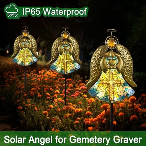 Angel Garden Stakes Christmas Solar Lights,Cemetery Decorations For Grave - Image 4