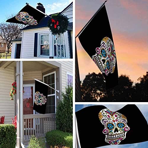 Yekiua Sugar Skull Flag 3X5 Ft Outdoor Rainbow Skulls Day Of The Dead Premium Strongest Longest Lasting Flag Vivid Color With Brass Grommets - Image 6