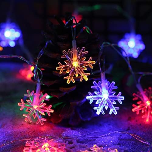 Dazzle Bright 100 LED Solar Christmas Snowflake Lights Outdoor, 39 FT Solar Powered Snowflake String Lights Waterproof for Xmas Tree, Holiday, Wedding Party, Patio Decorations (Multi Color) - Image 5