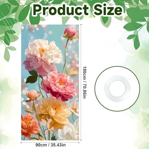 Front Door Covers Decorative, Spring Flower Design Door Curtain 70.8 x 35.4 Inch for Porch Outdoor Indoor Home Decor (Colorful-248) - Image 2