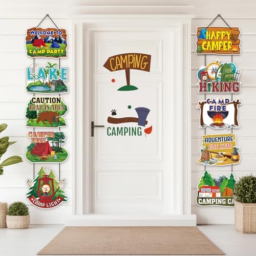 Yaomiao 2 Sets 10 Pcs Fall Camping Porch Sign Party Decorations - Image 5
