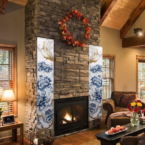 Blue Floral Front Door Hanging Banner Bright Blossom Summer Porch Sign Hanging Flag Porch Sign for Front Door Outdoor Seasonal Holiday Wedding Yard Decor Farmhouse Indoor Wall Backdrop - Image 5