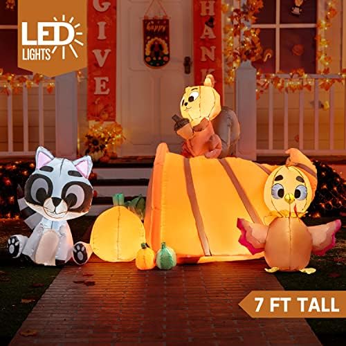 Joiedomi 7 FT Long Inflatable Woodland Animals with Cornucopia with Build-in LEDs, Blow Up Inflatables for Thanksgiving Party Indoor, Outdoor, Yard, Garden, Lawn Fall Decorations - Image 2