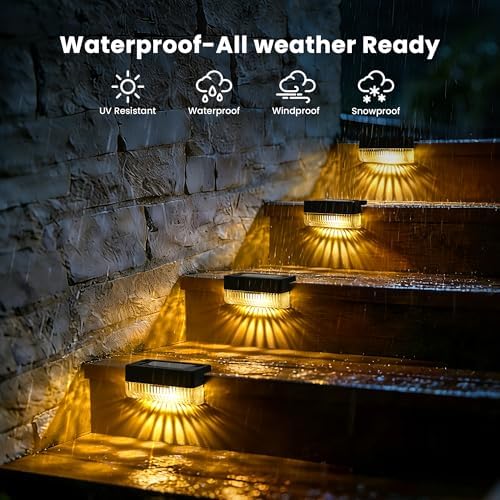 Solar Deck Lights Outdoor, Solar Step Lights Waterproof, 12 Pack Warm White - Image 2