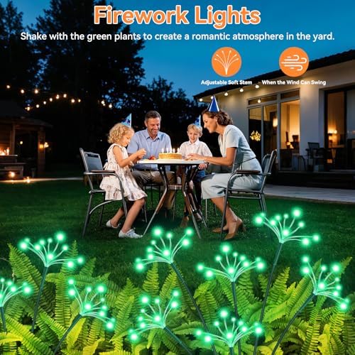 Solar Garden Lights 2 Pack Waterproof Solar Swaying Starburst Light Outdoor Lights for Yard Patio Walkway Pathway Party Wedding Christmas Decoration, Green - Image 6