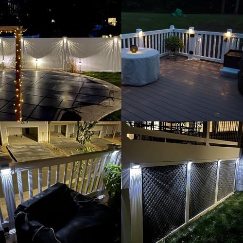 Solar Fence Deck Lights Outdoor 8 Pack, Solar Step Lights Dusk to Dawn Warm White/Cool White, Solar Powered LED Lights Decor for Outside Stair Step Yard Patio Waterproof (Black) - Image 6