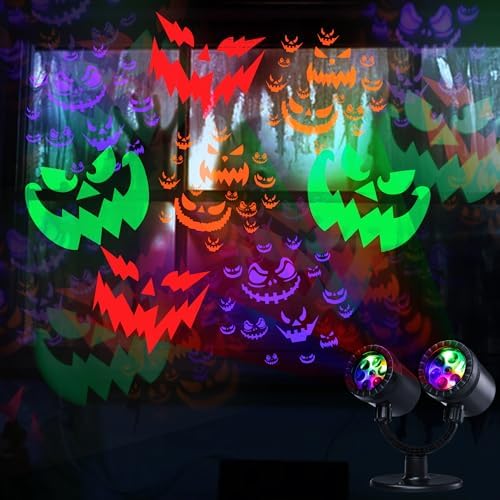 Toodour Halloween Projector Lights Outdoor, Double Head Dynamic Halloween Lights Projector with Timer, Waterproof Devil Face Indoor Outdoor Decorations Light for Home Window Wall Decor - Image 2