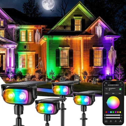 Brizled Smart Halloween Solar Spot Lights Outdoor, 4 Pack Color Spotlights by Brizled
