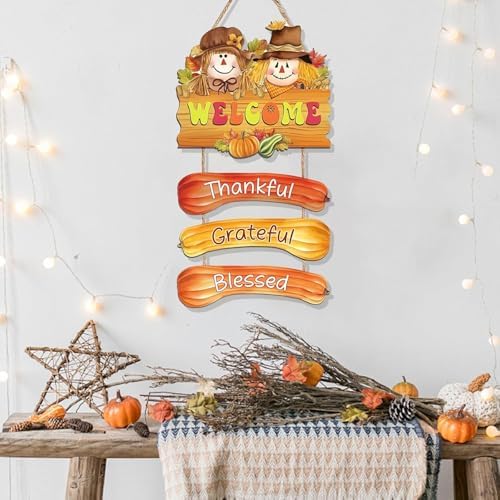 Fall Thanksgiving Door Sign, Wooden Harvest Decorations, Indoor Outdoor Farmhouse Porch Decor (4) - Image 3