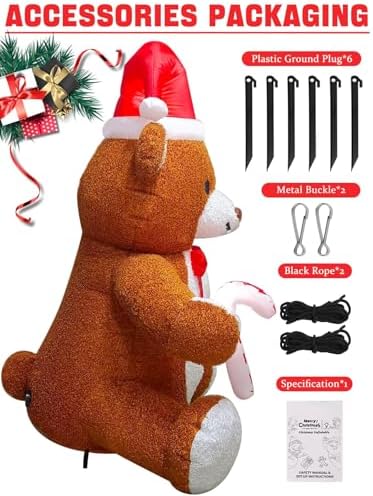Kalolary 8FT Christmas Inflatable Fluffy Bear Yard Outdoor Decoration - Image 4