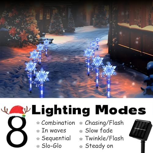 10 Pack Snowflake Solar Christmas Pathway Lights - Image 2
