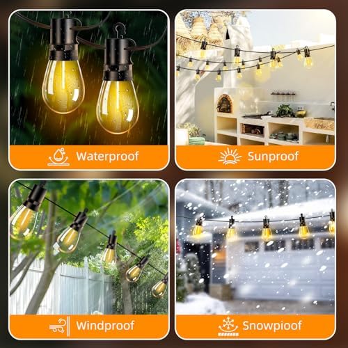 Outdoor Patio String Lights 100ft: S14 LED Shatterproof Bulbs 3 Modes Button Control - Waterproof Connectable Hanging Lights - Garden Backyard Yard Gazebo Porch Party Decorative - Image 5