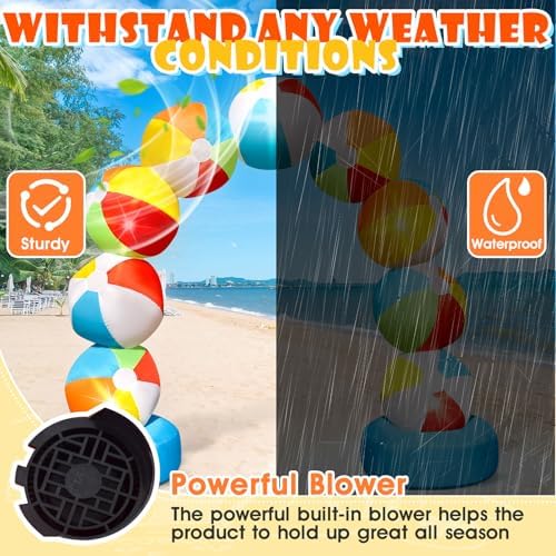 8FT Inflatable Beach Ball Arch for Summer Inflatables Outdoor Decorations Colorful Blow Up Archway Built-in 5 LED Lights Birthday Party Supplies for Pool Beach Luau Yard Lawn Garden Photo Backdrop - Image 4