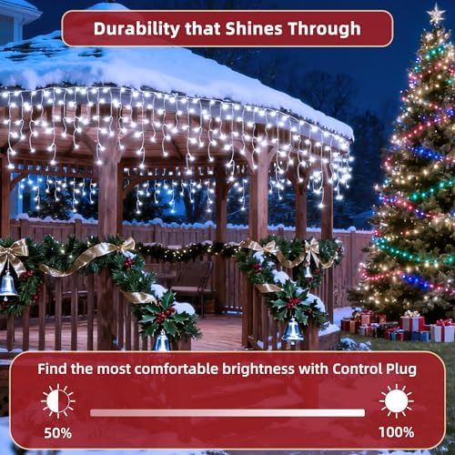 670 LED 66ft Christmas Lights with 148 Drops, 12 Lighting Modes Cool White Christmas Decoration Twinkling Lights Dimmable, Timer Outdoor Waterproof Fairy Lights for Indoor Garden House Eaves Roof - Image 4