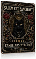 Halloween Metal Art Sign Salem Cat Sanctuary Black Cat Wall Decor by Unknown