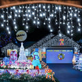 White Christmas Lights Outdoor, 49FT 480 LED Ice Lights for Outside with 90 Drops Clear Wire 8 Modes Timer, Plug in Waterproof for Holiday Eaves Yard Roof Party Christmas Decoration by Heceltt