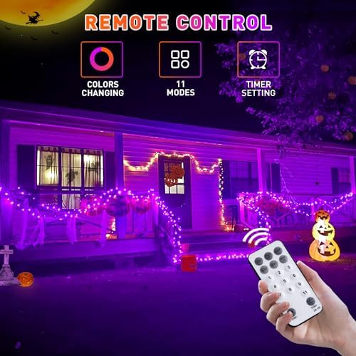 JMEXSUSS 66ft 200 LED Orange and Purple Halloween Lights Plug in - Image 6
