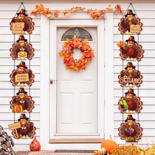 Yaomiao 2 Sets Thanksgiving Welcome Porch Banner Hanging Decoration Sign - Image 3