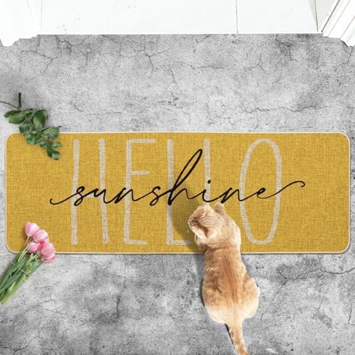 Artoid Mode Yellow Hello Sunshine Doormat,Home Decor Low-Profile Switch Rug Door Mat Floor Mat for Indoor Outdoor 17x47 Inch - Image 5