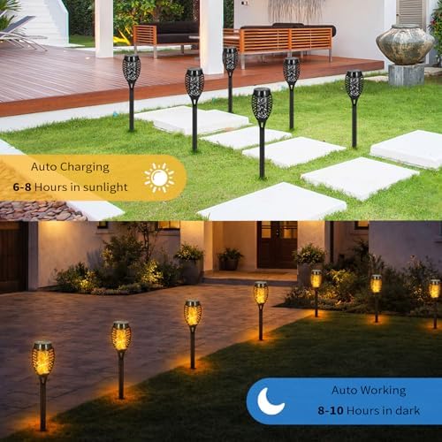 12 Pack Solar Pathway Lights Outdoor, Solar Torches Lights Halloween Decor - Image 6