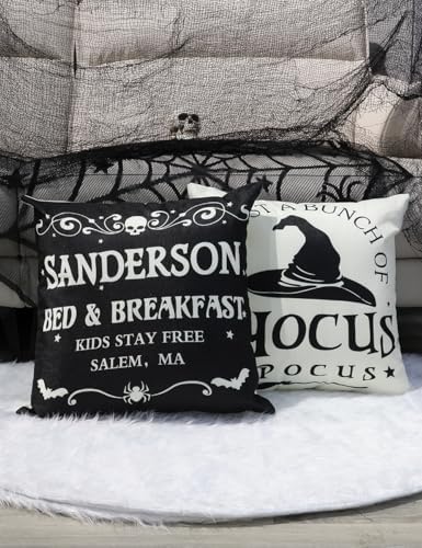 TOYPOPOR Halloween Decorations Pillow Covers Double-Side Printing 20x20 Set of 4 Halloween Decor Indoor Outdoor Hocus Pocus Farmhouse Saying Decorative Cushion Cases Spider Web Cat Skull Home Decor - Image 6