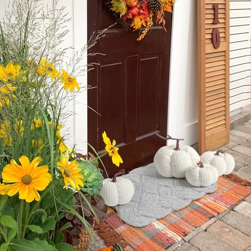 3 Sizes Fall Decor Pumpkins,Oversized Cotton Filled Fabric Pumpkin Decor,Farmhouse Decoration,Thanksgiving Decorations,Diameter 8"/6.3"/5.1" Pumpkins for Decorating (3pcs White) - Image 6