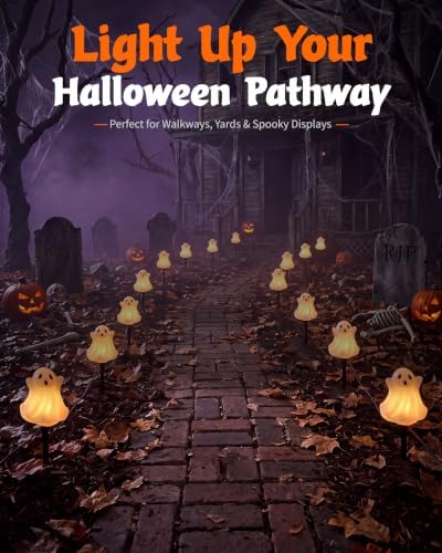 Halloween Pathway Lights Outdoor, 4PCS Light-Up Ghost Stake Lights - Image 6