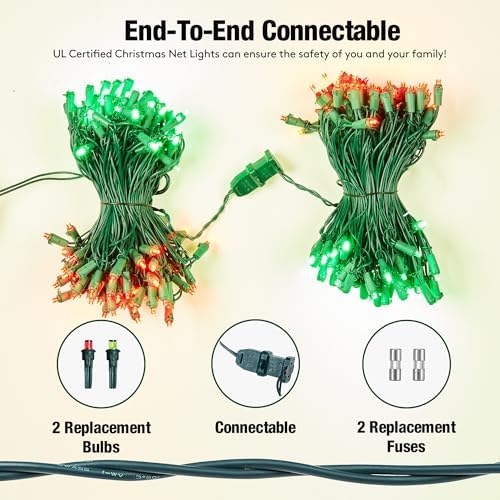 Led Red and Green Christmas Net Lights Outdoor Christmas Bushes Lights 120Led 6ftx5ft, Connectable Outdoor Indoor Mesh Net Lighting for Xmas Holiday, Garden, Lawn, Shrubs, Trees, Bushes Decorations - Image 4