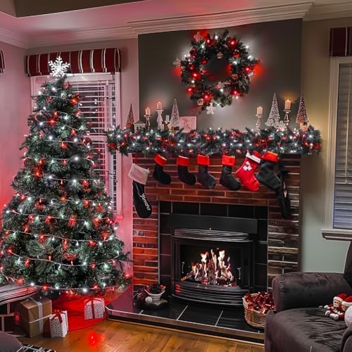 JMEXSUSS Connectable 100 LED Red and White Christmas Lights with 8 Modes - Image 4