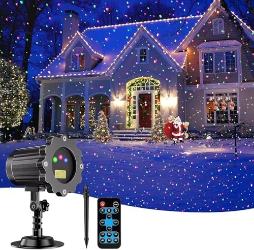 Laser Christmas Projector Lights Outdoor, Waterproof Christmas Decorations Moving Stars Light Show, Remote Control Timer, Holiday Projector Decorations for House, Yard & Garden by Unknown